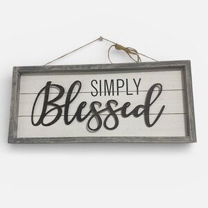 Blue Gray Simply Blessed Rustic Farmhouse Wall Sign Shiplap Wood Style